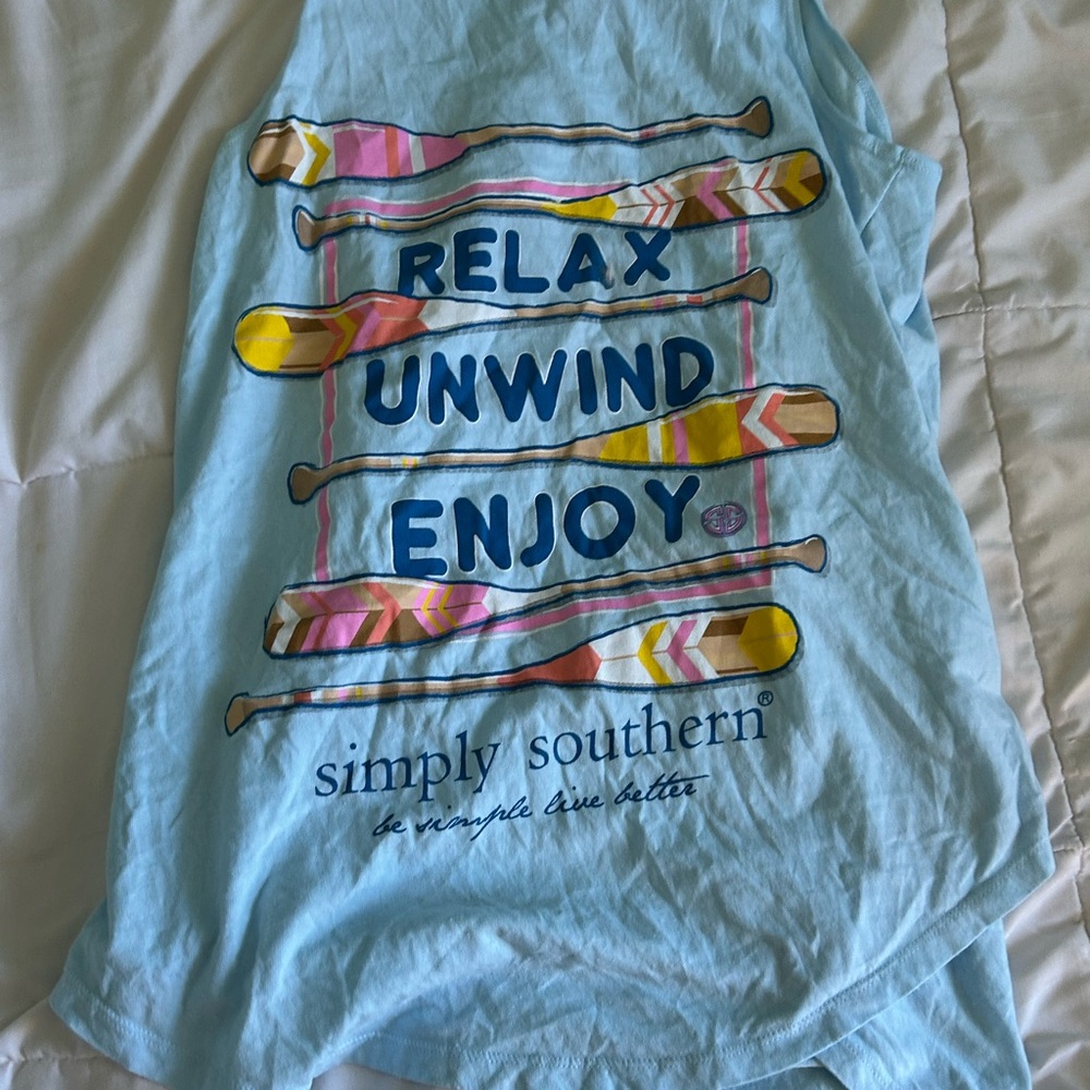 Simply Southern Light Blue Tank with Colorful Paddles